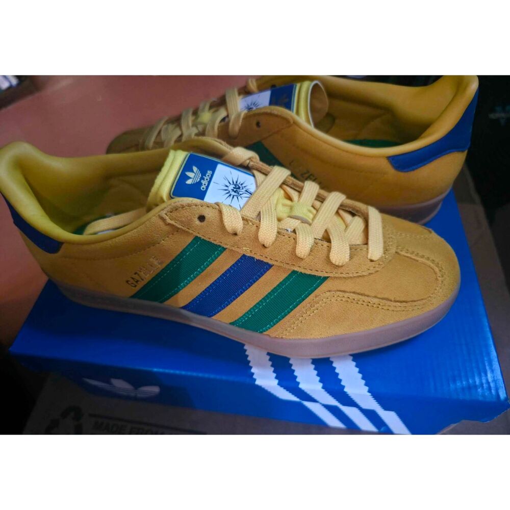 NEW adidas Gazelle Indoor J EQT Yellow/Blue/Green - Size 5.5 - IH6463